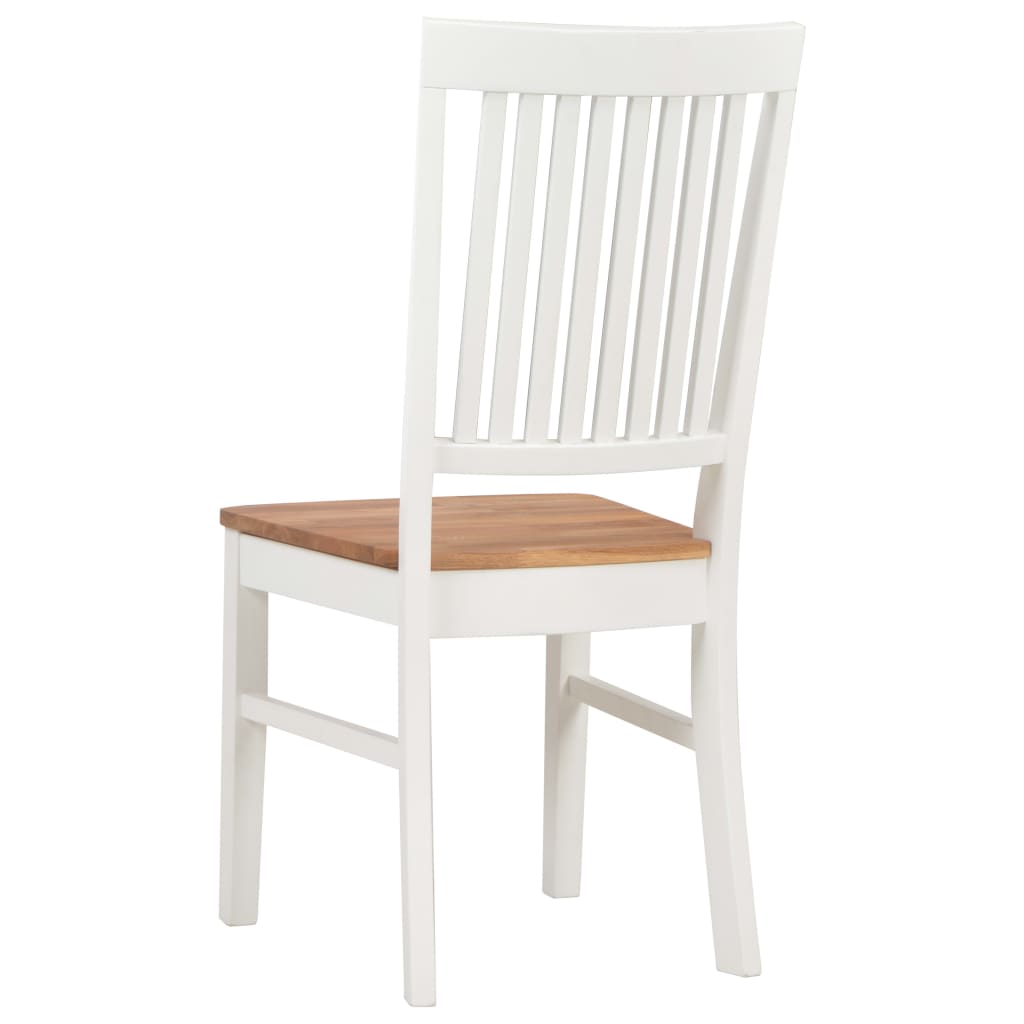 vidaXL Eetkamerstoelen 2 st massief eikenhout wit