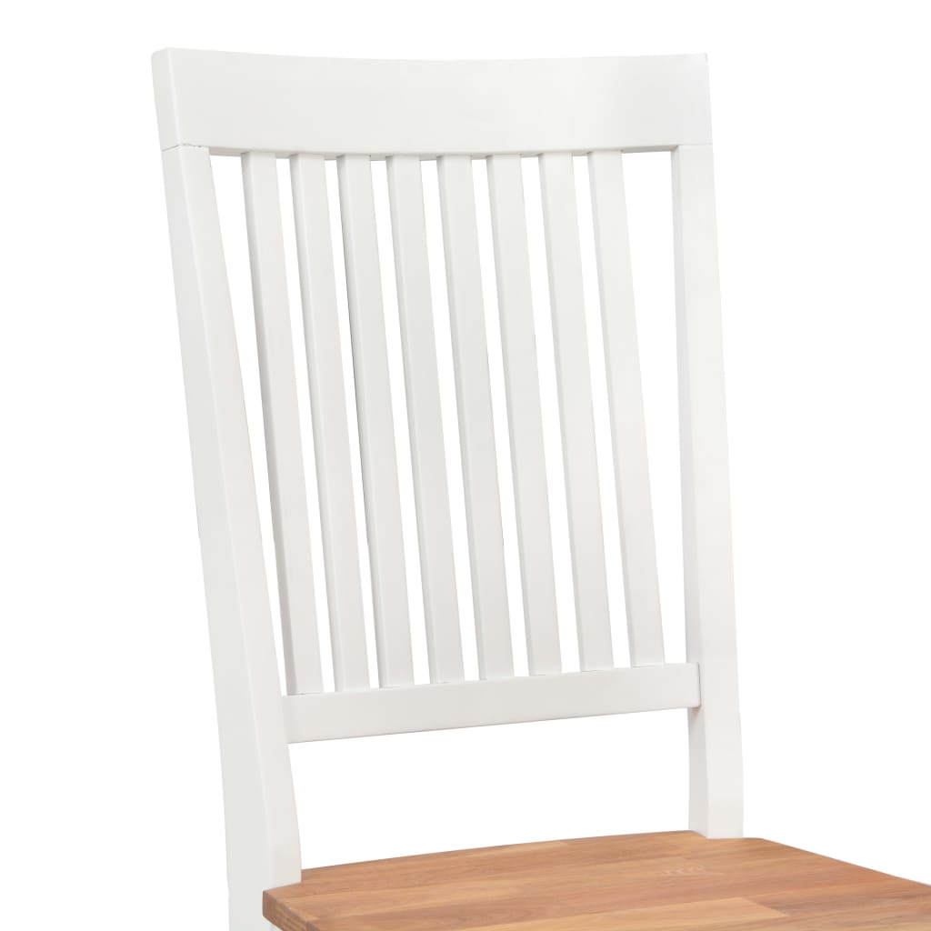vidaXL Eetkamerstoelen 2 st massief eikenhout wit
