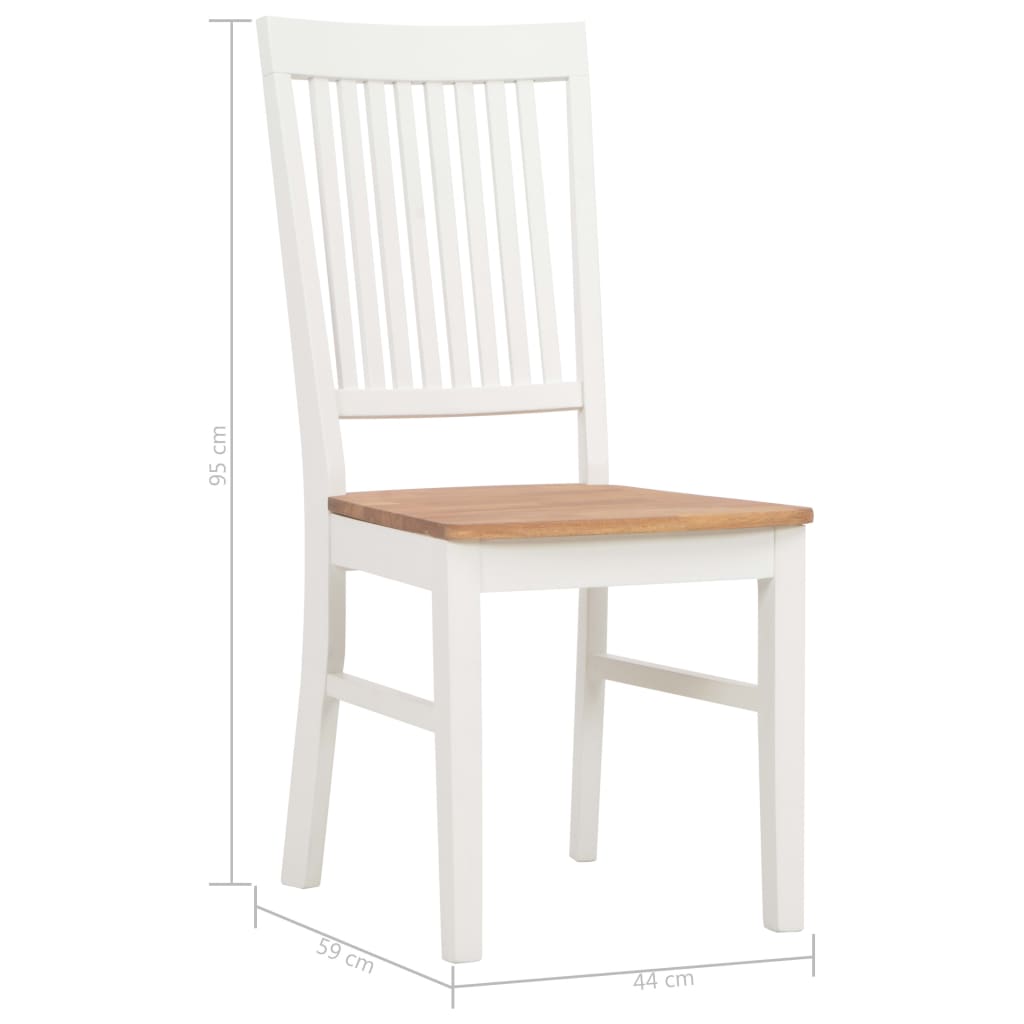 vidaXL Eetkamerstoelen 2 st massief eikenhout wit