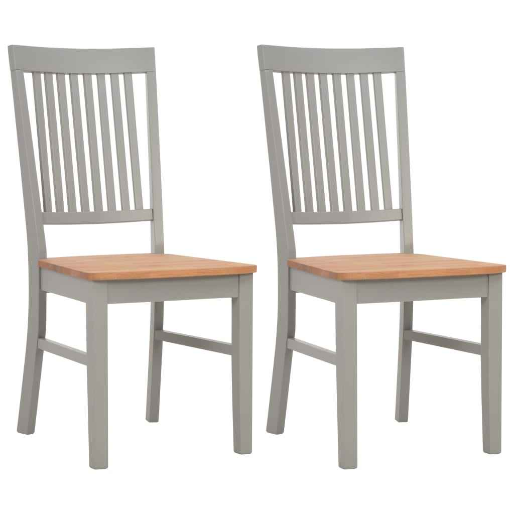 vidaXL Eetkamerstoelen 2 st massief eikenhout wit