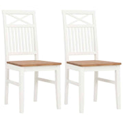 vidaXL Eetkamerstoelen 2 st massief eikenhout wit