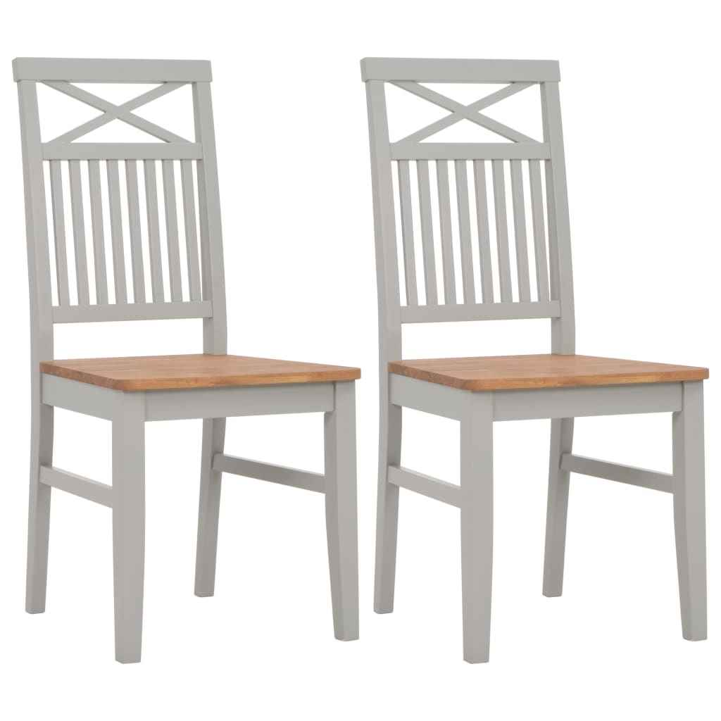 vidaXL Eetkamerstoelen 2 st massief eikenhout wit