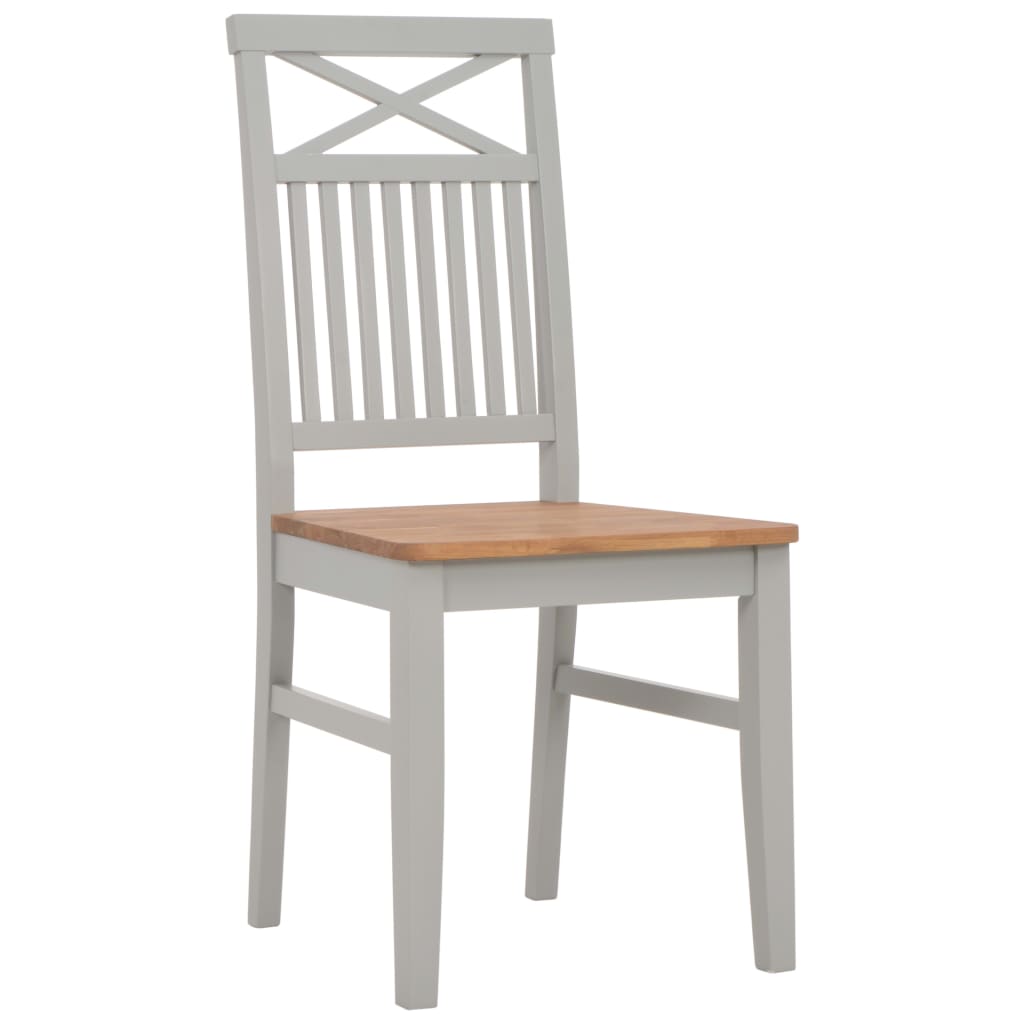vidaXL Eetkamerstoelen 2 st massief eikenhout wit