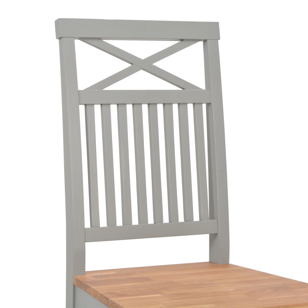 vidaXL Eetkamerstoelen 2 st massief eikenhout wit