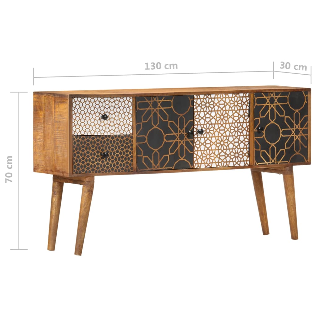 vidaXL Dressoir met geprint patroon 130x30x70 cm massief mangohout - Aashly