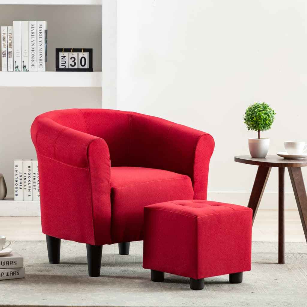 vidaXL Fauteuil stof wijnrood