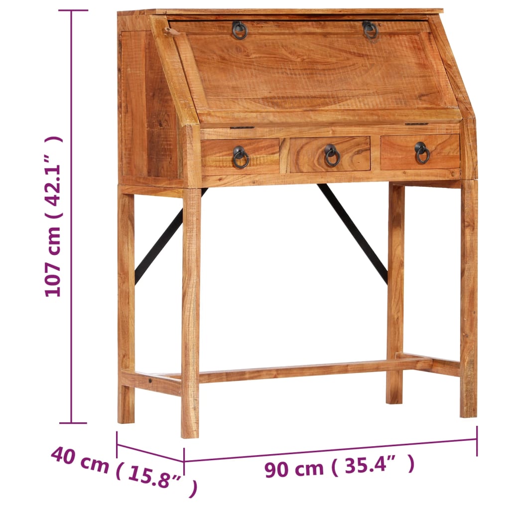 vidaXL Schrijftafel 90x40x107cm massief acaciahout
