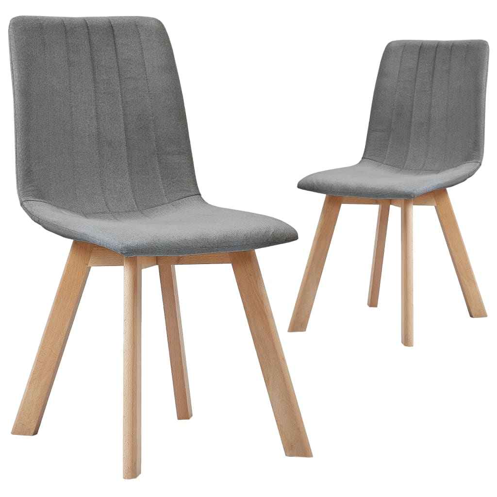 vidaXL Eetkamerstoelen 2 st stof lichtgrijs
