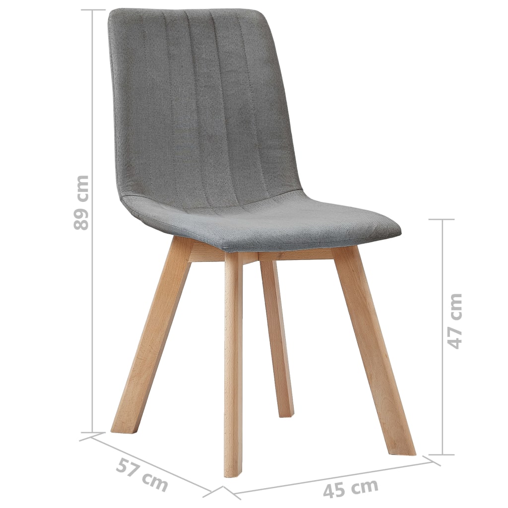 vidaXL Eetkamerstoelen 2 st stof lichtgrijs