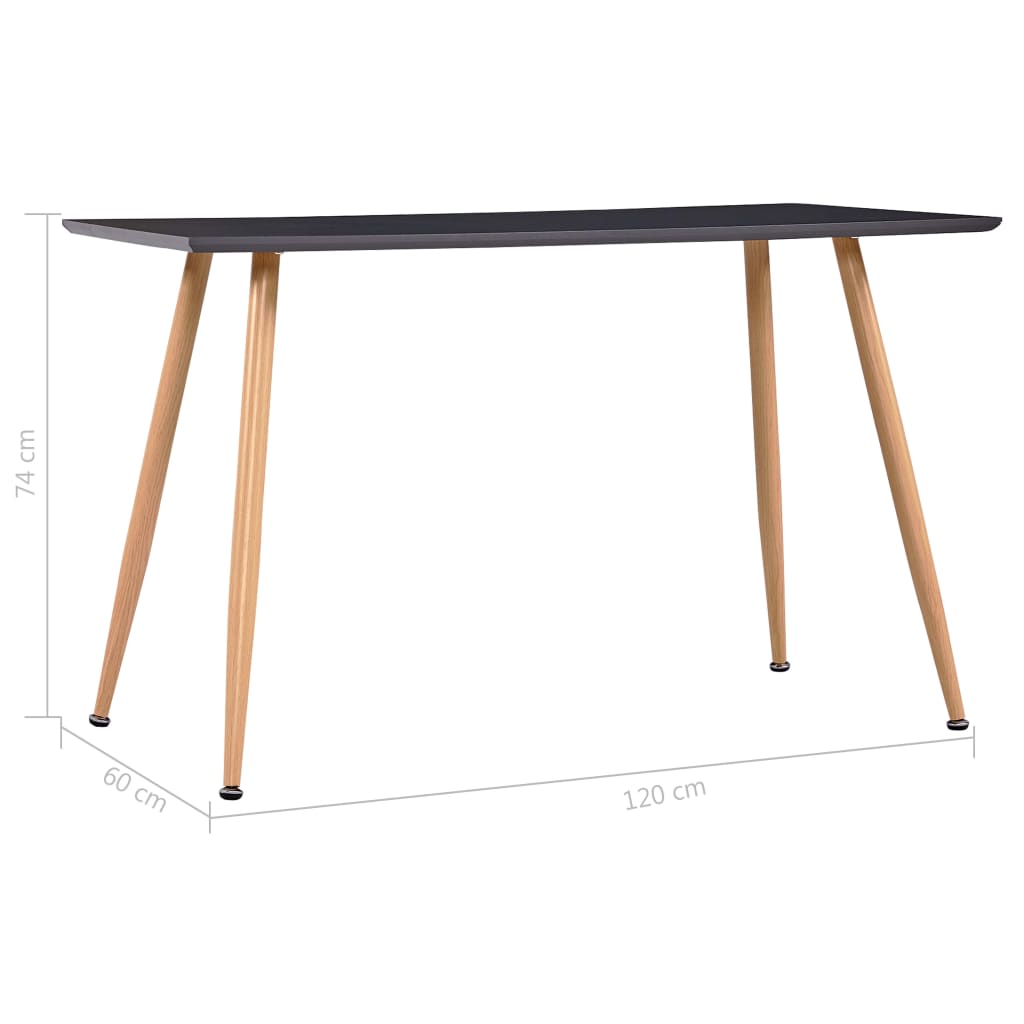 vidaXL Eettafel 120x60x74 cm MDF eikenkleurig en zwart