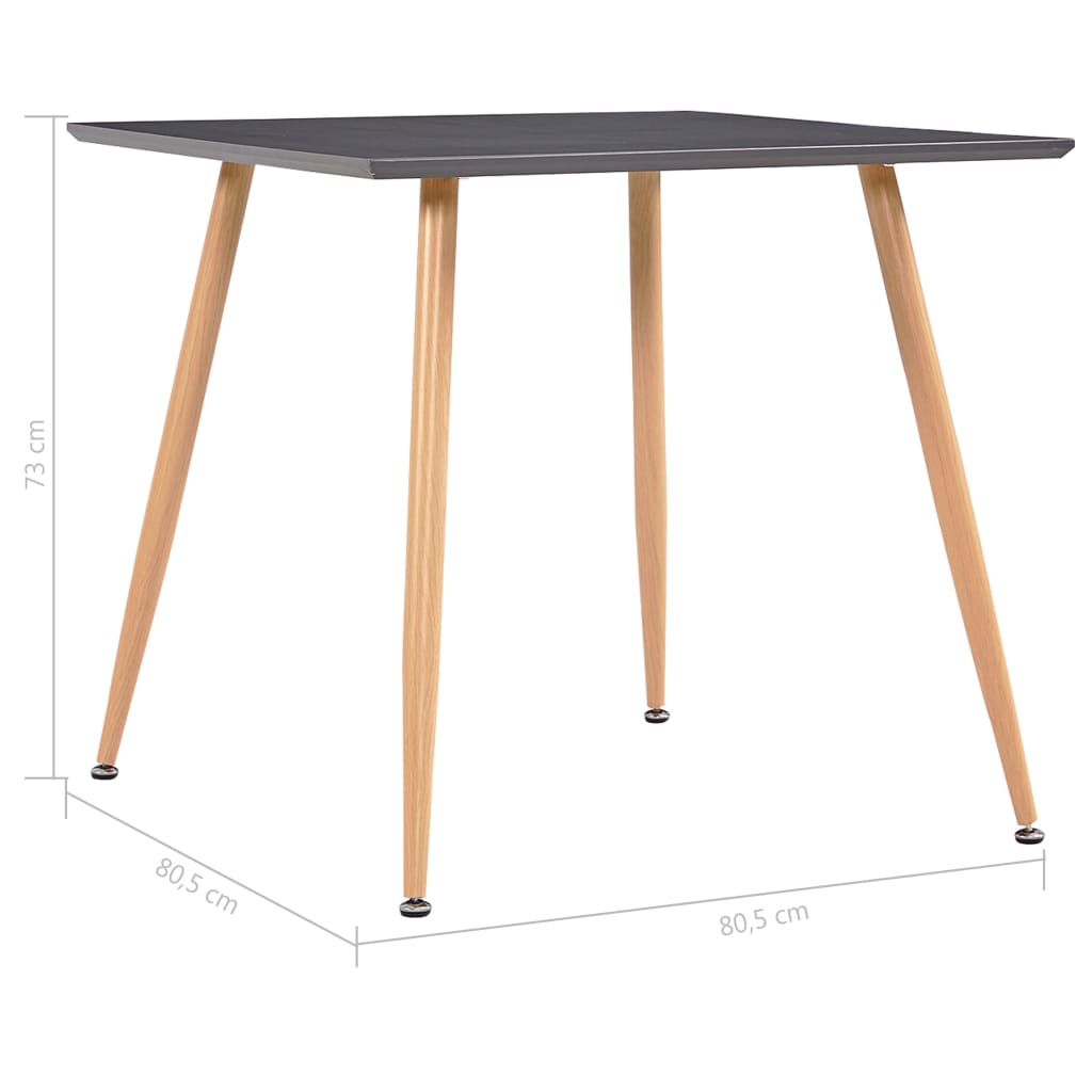 vidaXL Eettafel 80,5x80,5x73 cm MDF betonkleurig en zilverkleurig