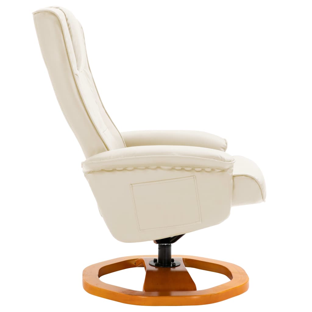 vidaXL Televisiefauteuil met voetenbankje draaibaar kunstleer crème