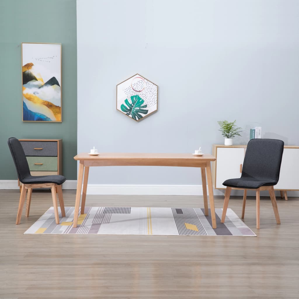 vidaXL Eetkamerstoelen 2 st stof en massief eikenhout beige