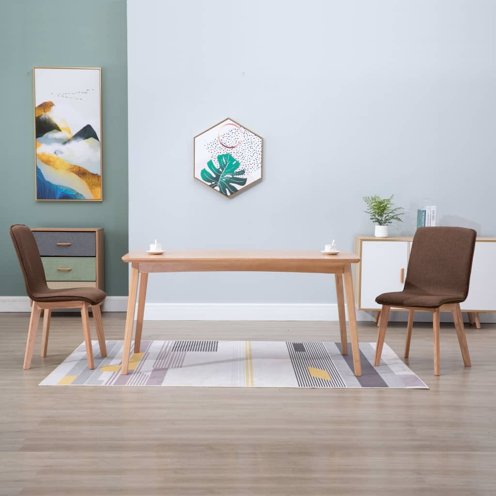 vidaXL Eetkamerstoelen 2 st stof en massief eikenhout beige
