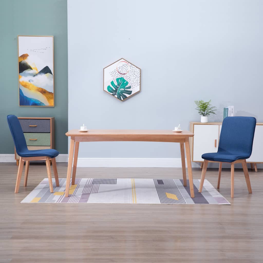 vidaXL Eetkamerstoelen 2 st stof en massief eikenhout beige