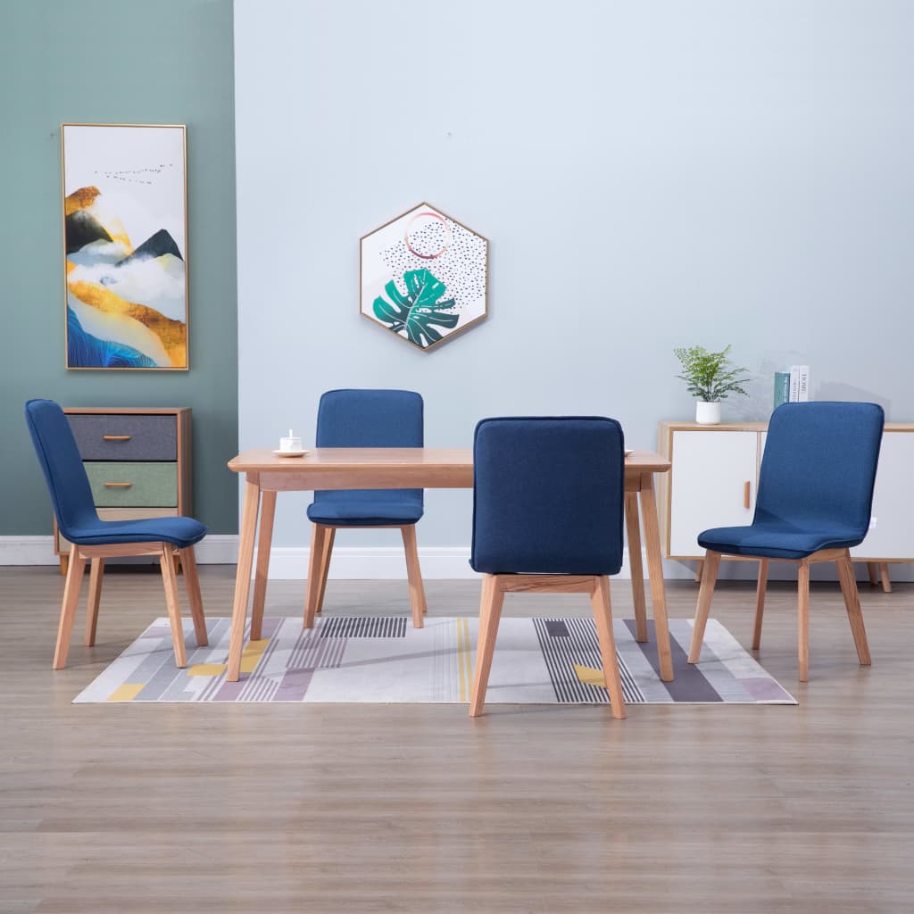 vidaXL Eetkamerstoelen 2 st stof en massief eikenhout beige