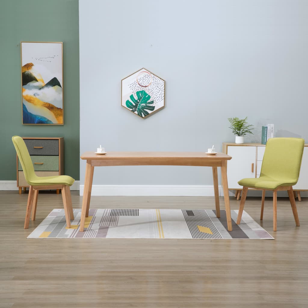 vidaXL Eetkamerstoelen 2 st stof en massief eikenhout beige