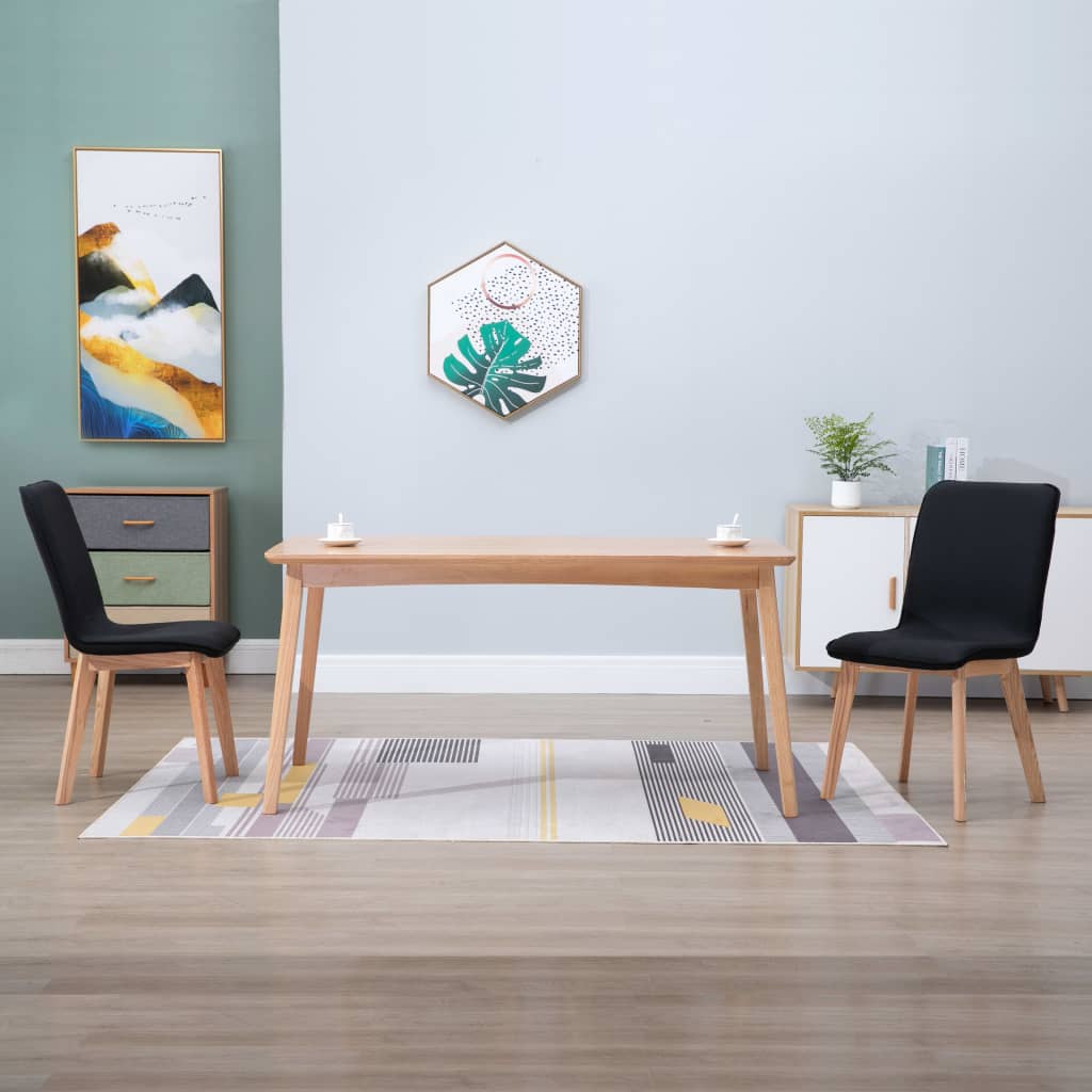 vidaXL Eetkamerstoelen 2 st stof en massief eikenhout beige