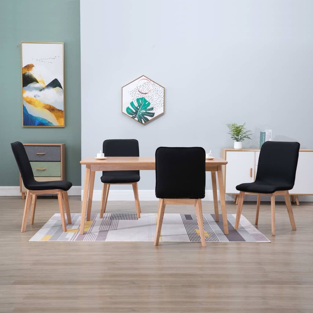 vidaXL Eetkamerstoelen 2 st stof en massief eikenhout beige