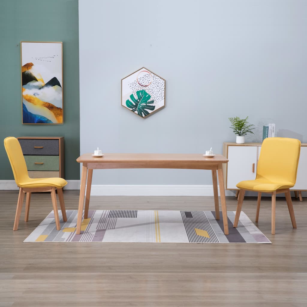 vidaXL Eetkamerstoelen 2 st stof en massief eikenhout beige