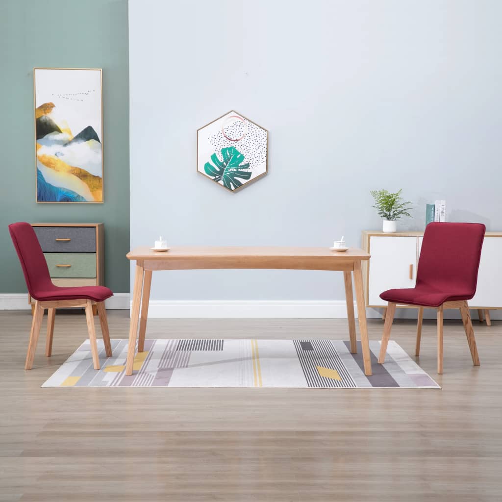 vidaXL Eetkamerstoelen 2 st stof en massief eikenhout beige