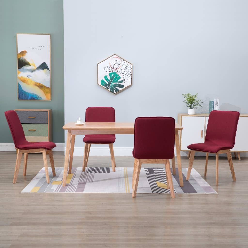 vidaXL Eetkamerstoelen 2 st stof en massief eikenhout beige