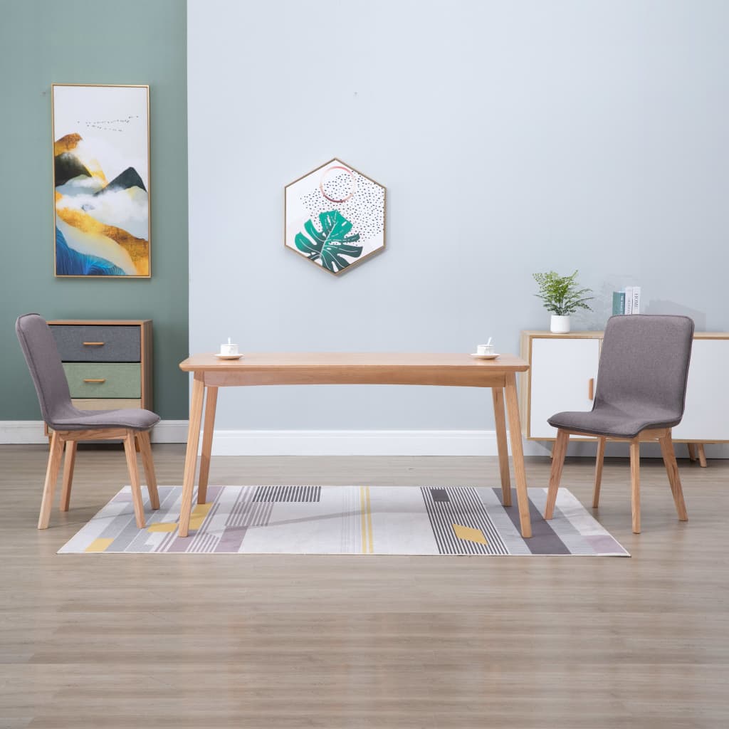 vidaXL Eetkamerstoelen 2 st stof en massief eikenhout beige