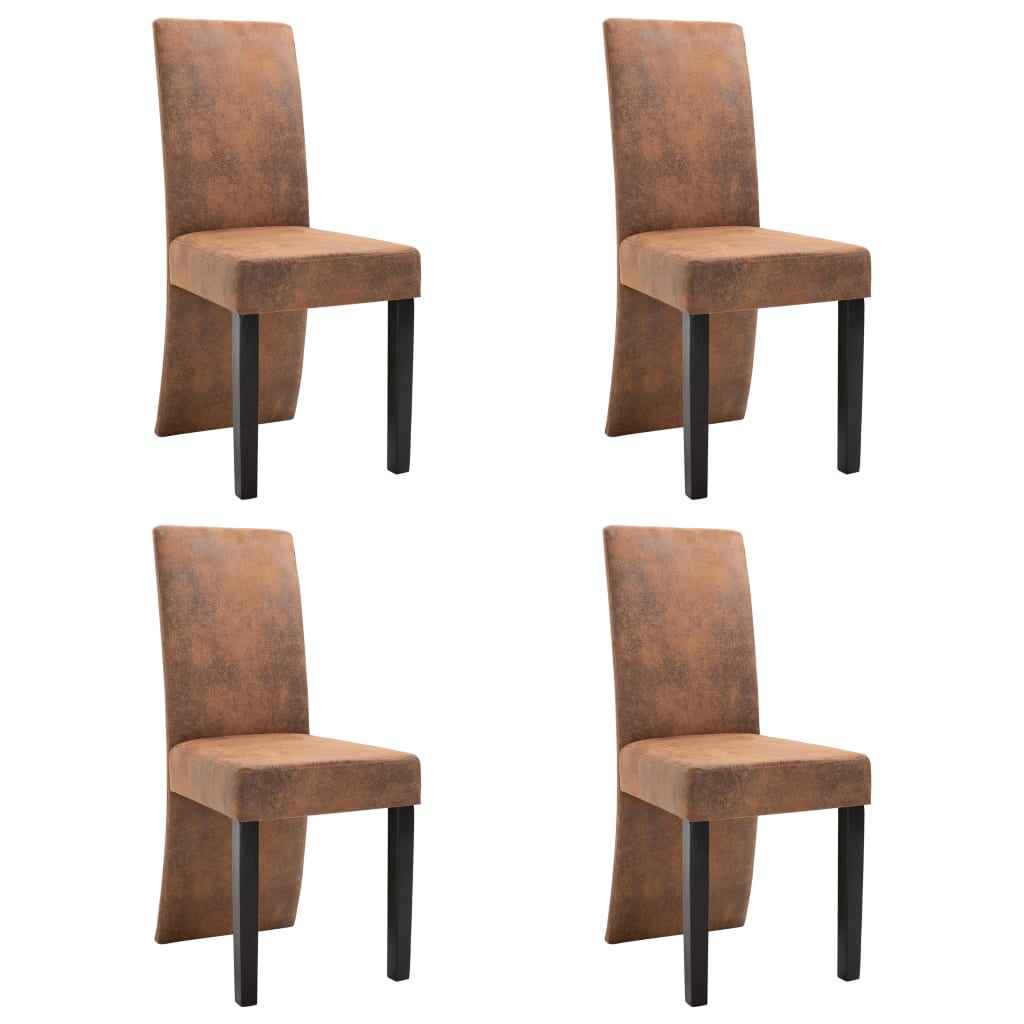 vidaXL Eetkamerstoelen 4 st kunstsuède bruin