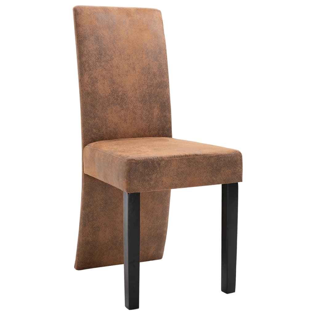 vidaXL Eetkamerstoelen 4 st kunstsuède bruin
