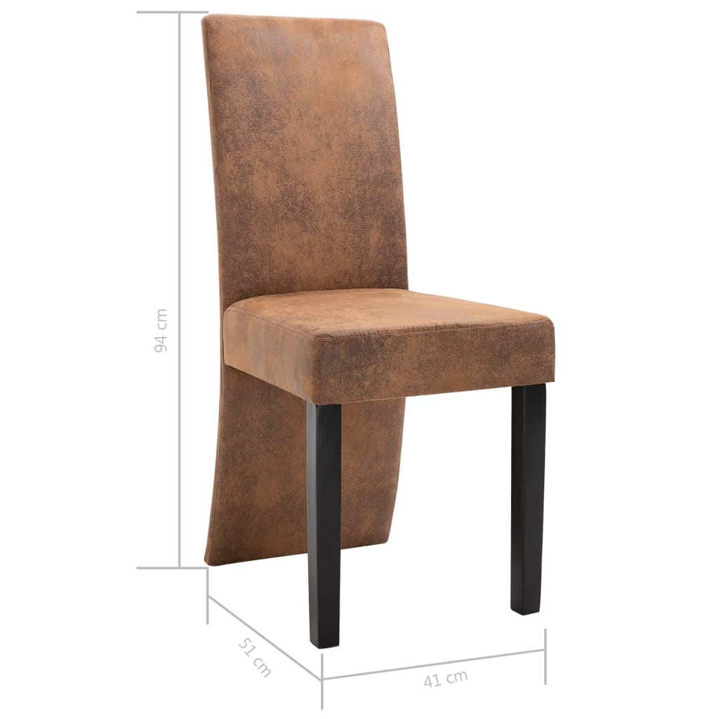 vidaXL Eetkamerstoelen 4 st kunstsuède bruin