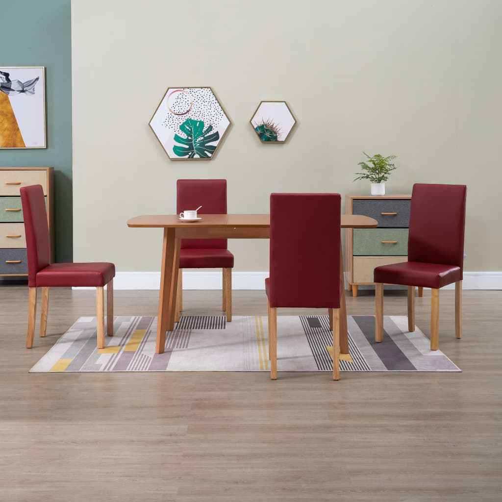 vidaXL Eetkamerstoelen 4 st kunstleer rood