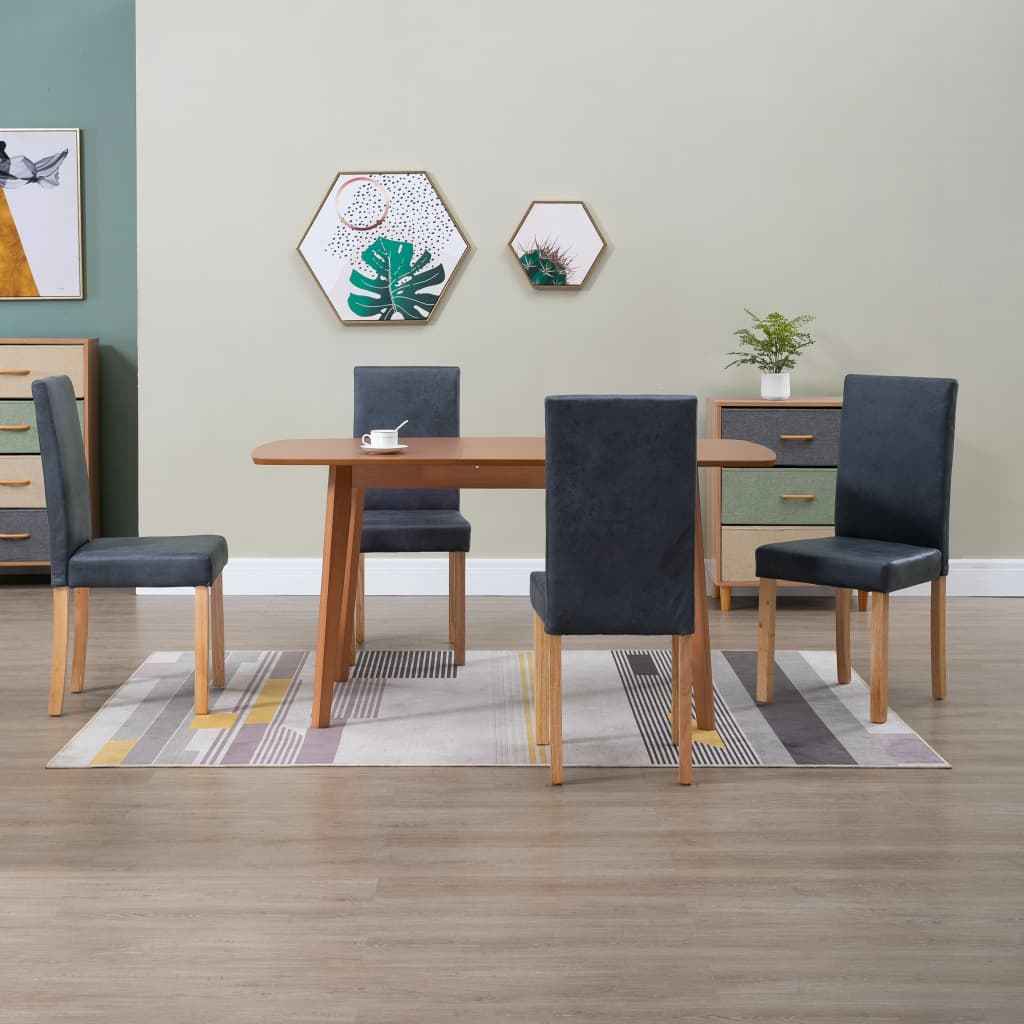vidaXL Eetkamerstoelen 4 st kunstsuède grijs