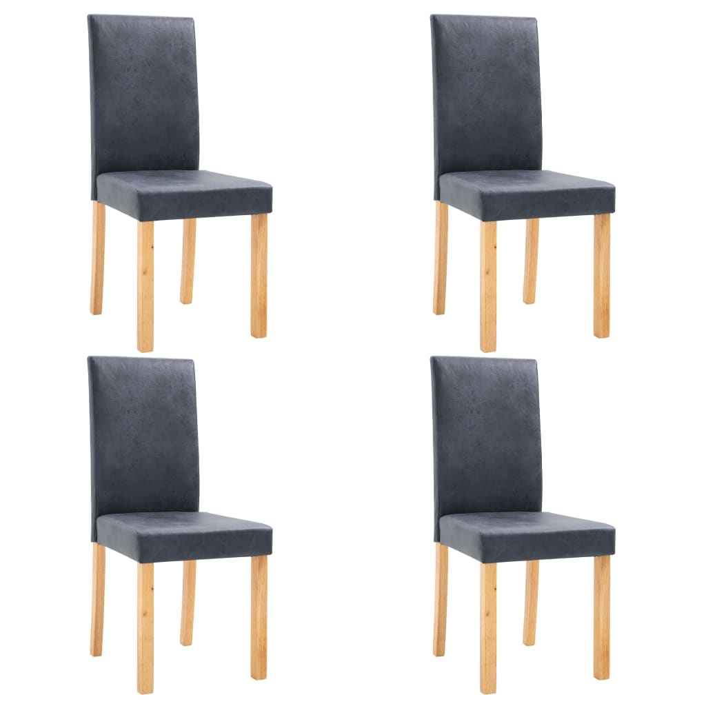 vidaXL Eetkamerstoelen 4 st kunstsuède grijs