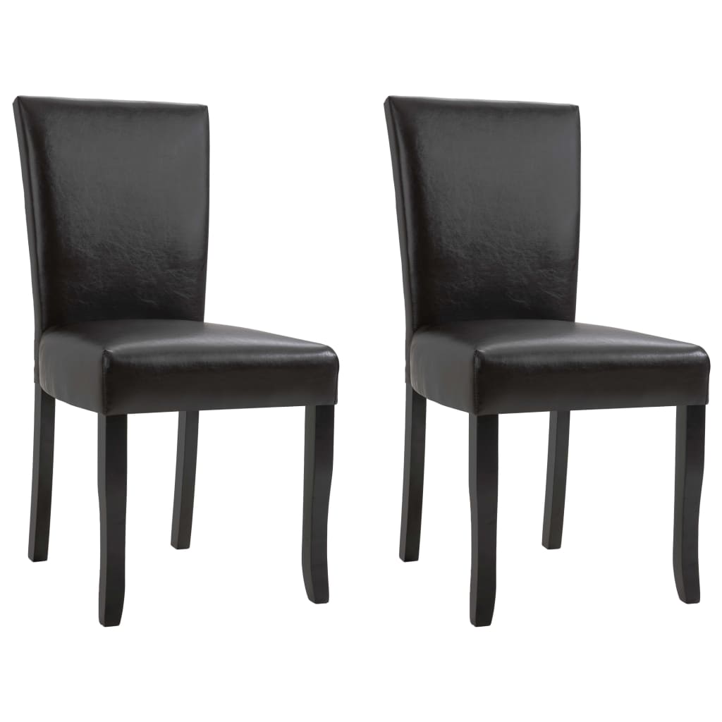 vidaXL Eetkamerstoelen 2 st kunstleer donkerbruin