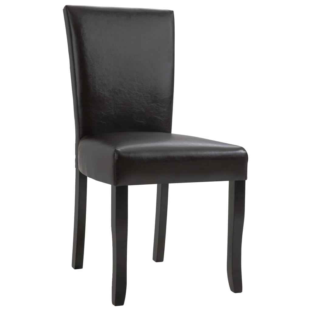 vidaXL Eetkamerstoelen 2 st kunstleer donkerbruin