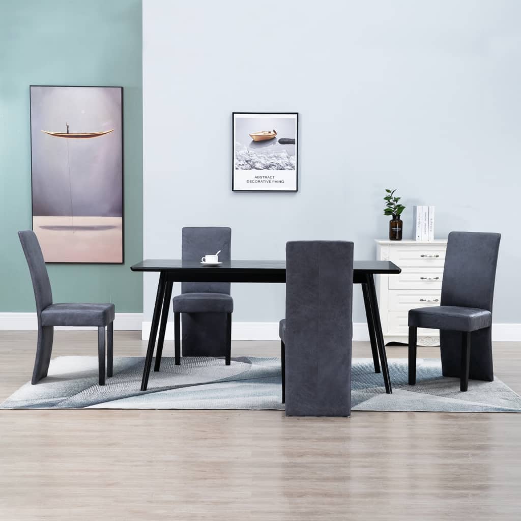 vidaXL Eetkamerstoelen 4 st kunstsuède grijs