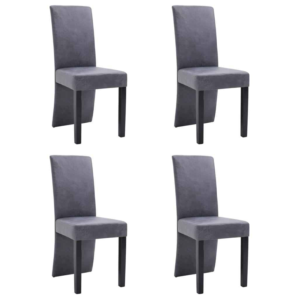 vidaXL Eetkamerstoelen 4 st kunstsuède grijs