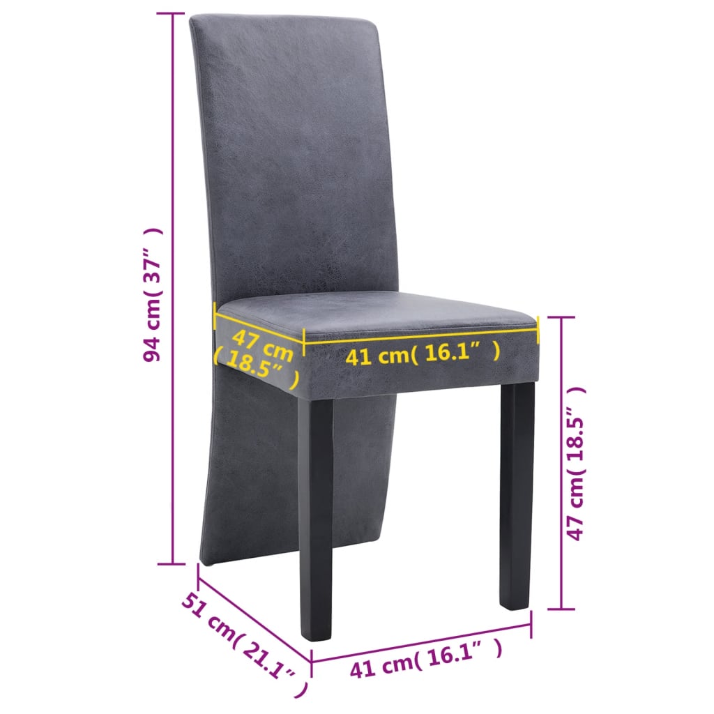 vidaXL Eetkamerstoelen 4 st kunstsuède grijs