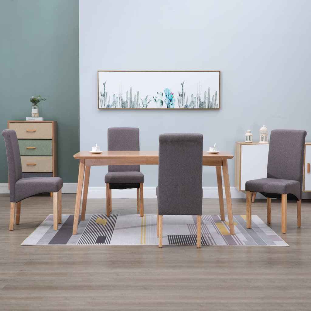 vidaXL Eetkamerstoelen 4 st stof taupe
