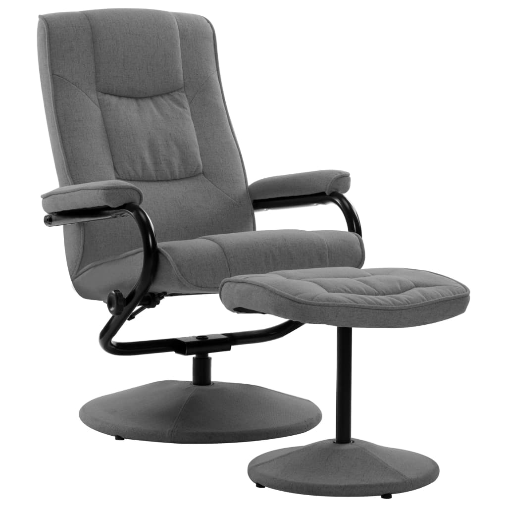vidaXL Fauteuil verstelbaar met voetenbankje stof crèmekleurig