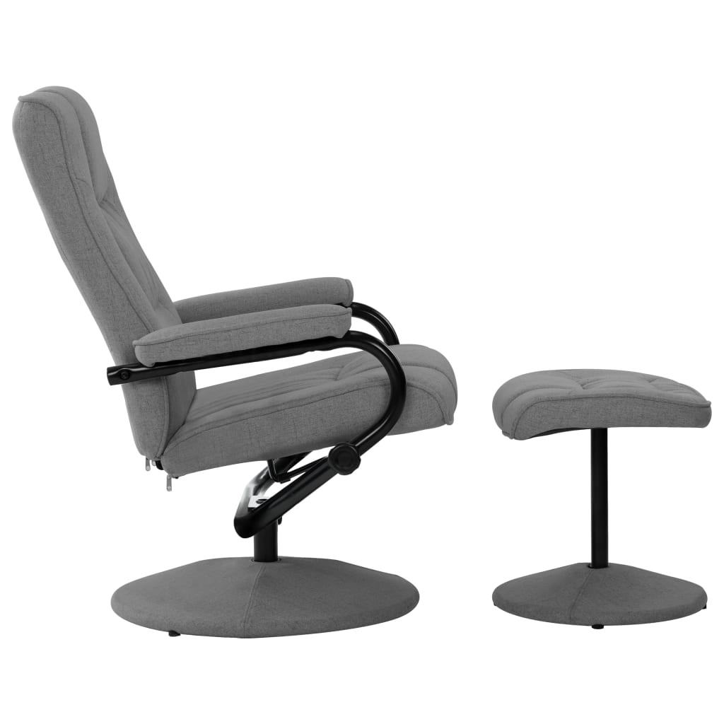 vidaXL Fauteuil verstelbaar met voetenbankje stof crèmekleurig