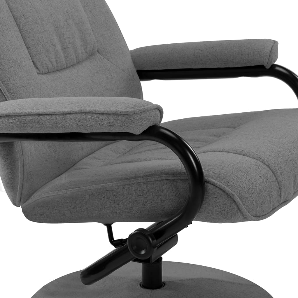vidaXL Fauteuil verstelbaar met voetenbankje stof crèmekleurig