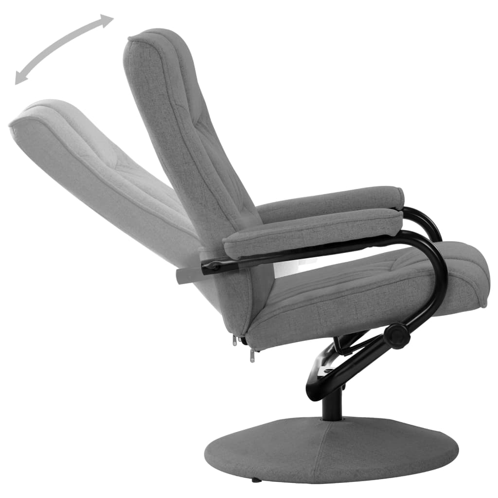 vidaXL Fauteuil verstelbaar met voetenbankje stof crèmekleurig