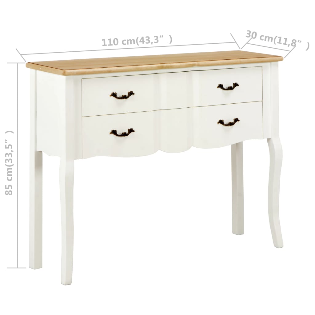 vidaXL Dressoir 110x30x85 cm massief hout wit en bruin