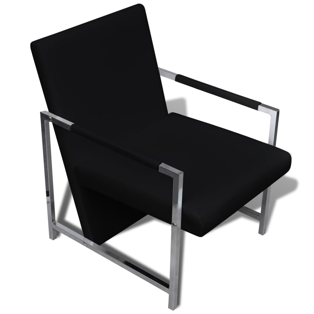vidaXL Fauteuils 2 st met chroom frame kunstleer zwart - Aashly