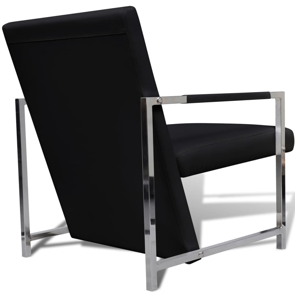 vidaXL Fauteuils 2 st met chroom frame kunstleer zwart - Aashly