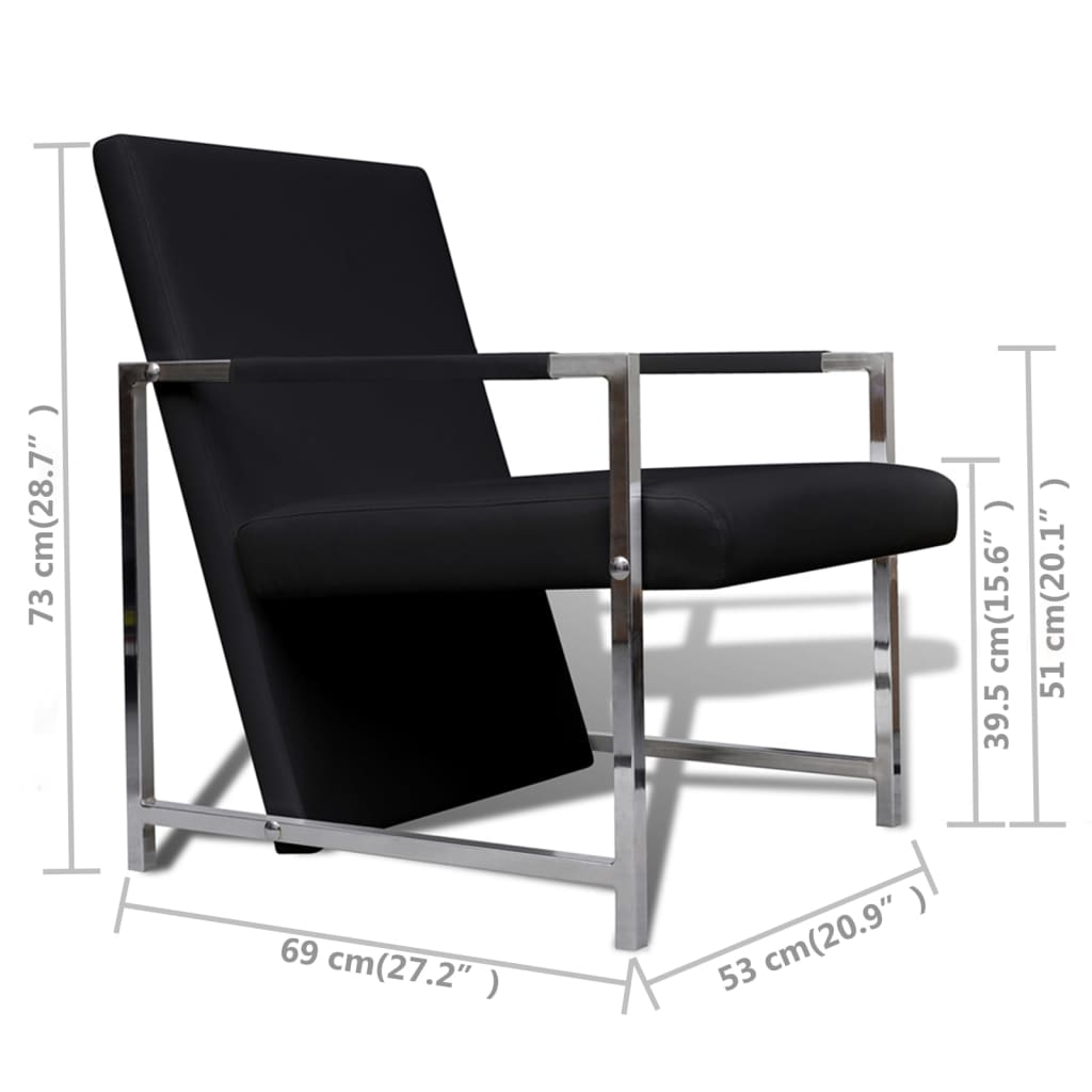 vidaXL Fauteuils 2 st met chroom frame kunstleer zwart - Aashly