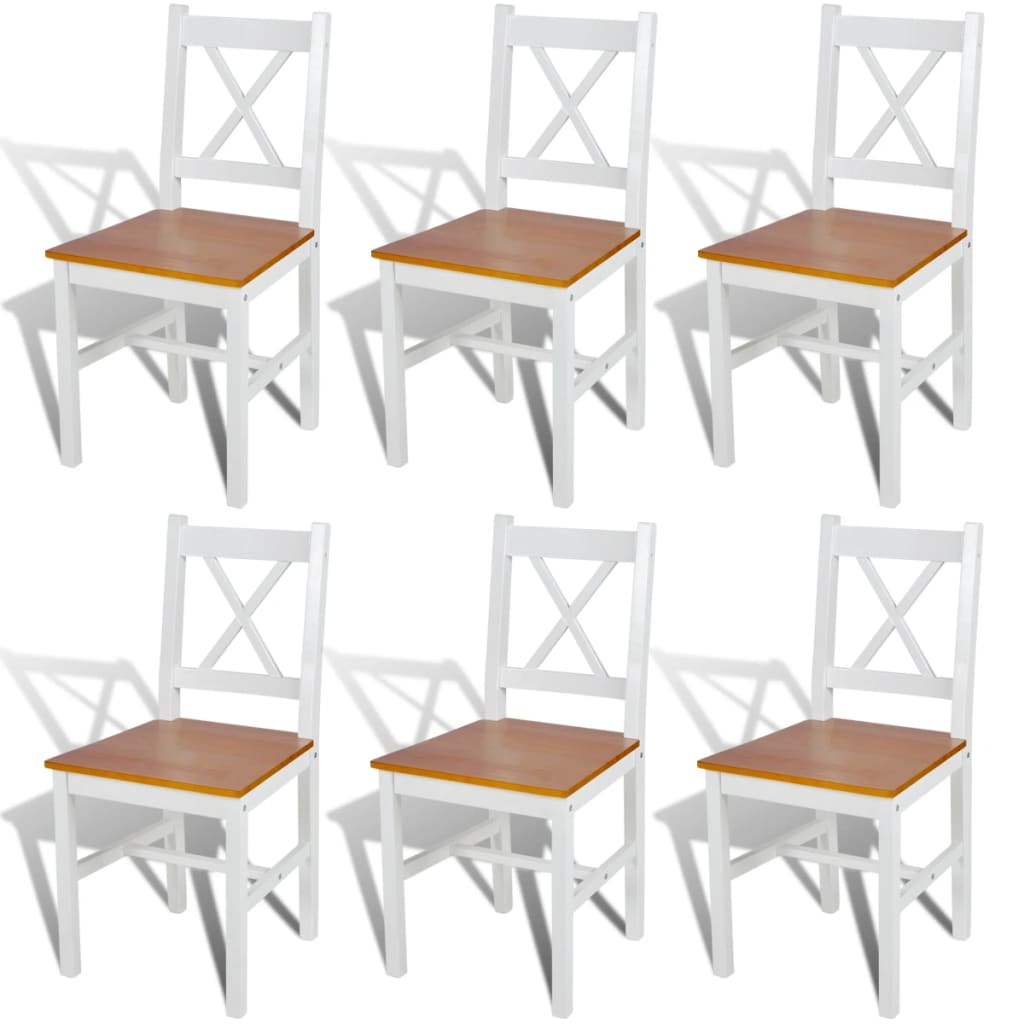 vidaXL Eetkamerstoelen 2 st grenenhout wit