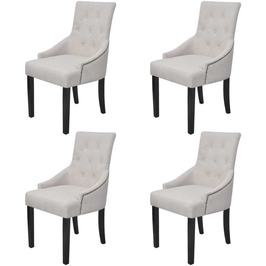 vidaXL Eetkamerstoelen 2 st stof crèmegrijs