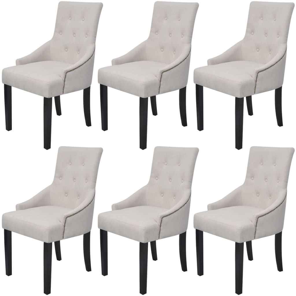 vidaXL Eetkamerstoelen 2 st stof crèmegrijs